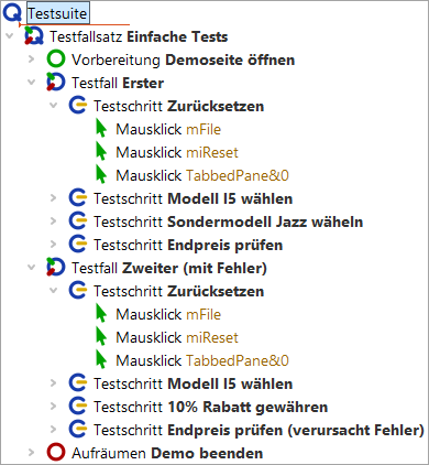 Zwei identische Testschritte