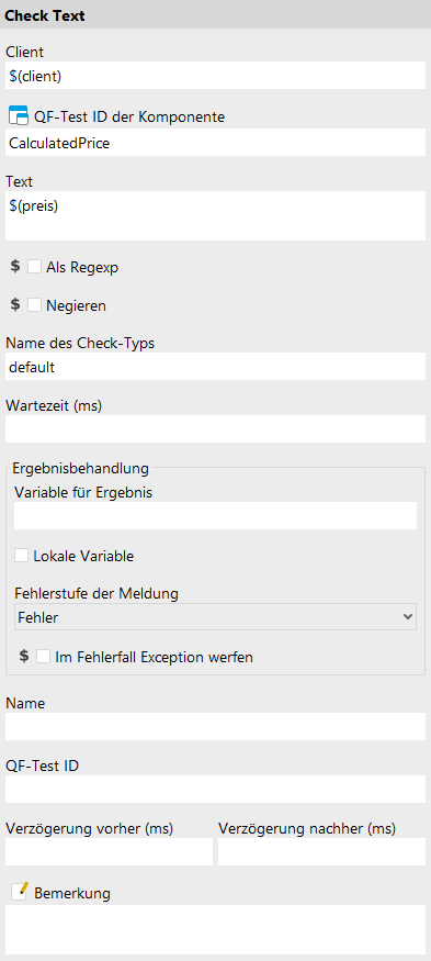 'Check text' node