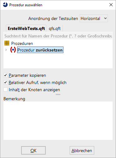 Prozedur auswählen