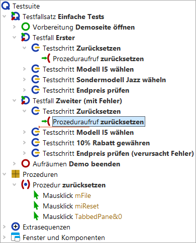 Testsuite mit Prozedur