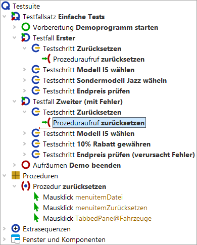 Testsuite mit Prozedur