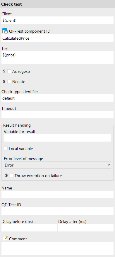 'Check text' node