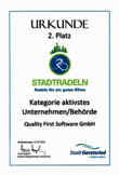 Certificate QFS Stadtradeln 2. prize