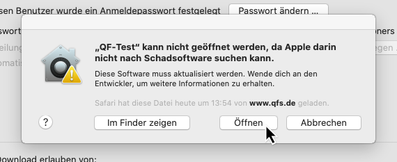 macOS Catalina 10.15 Öffnen erlauben Dialog macOS Catalina 10.15 Öffnen erlauben Dialog